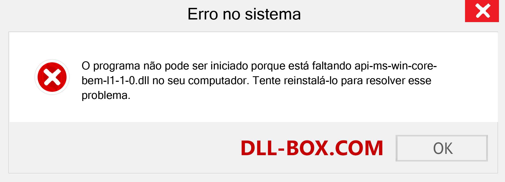 Arquivo api-ms-win-core-bem-l1-1-0.dll ausente ?. Download para Windows 7, 8, 10 - Correção de erro ausente api-ms-win-core-bem-l1-1-0 dll no Windows, fotos, imagens